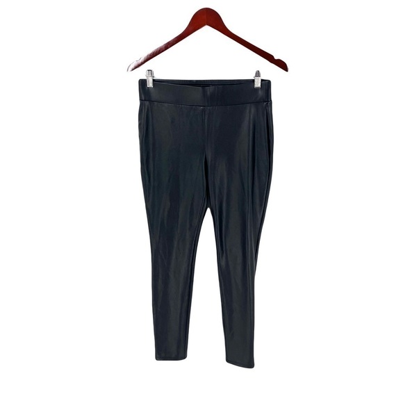 LOFT Faux Leather Pull On Skinny Fleece Lined Pants - Picture 1 of 8